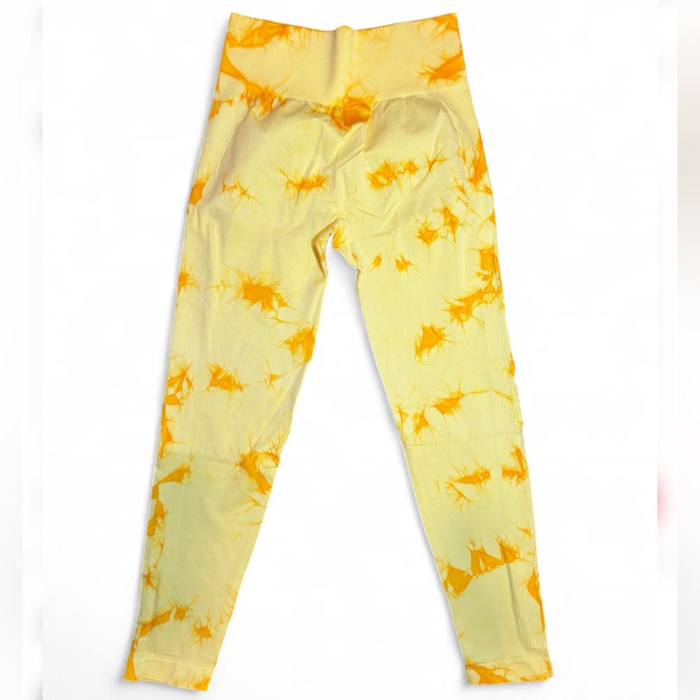 Yellow Tie-Dye High Waist Leggings
